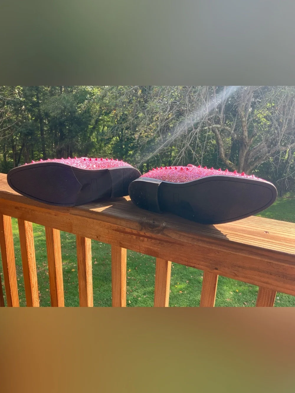 Men's Pink Glitter Spike Slip-On Loafers